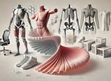 DALL·E 2024-12-08 22.56.53 - A conceptual digital artwork representing the multidisciplinary nature of anatomical design. The image features four interconnected elements_ a medica